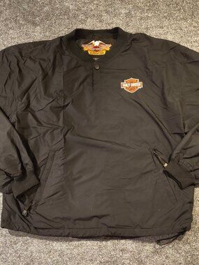 Harley‑Davidson Vintage Pullover Jacket | Men’s XL | Black Embroidered Logo